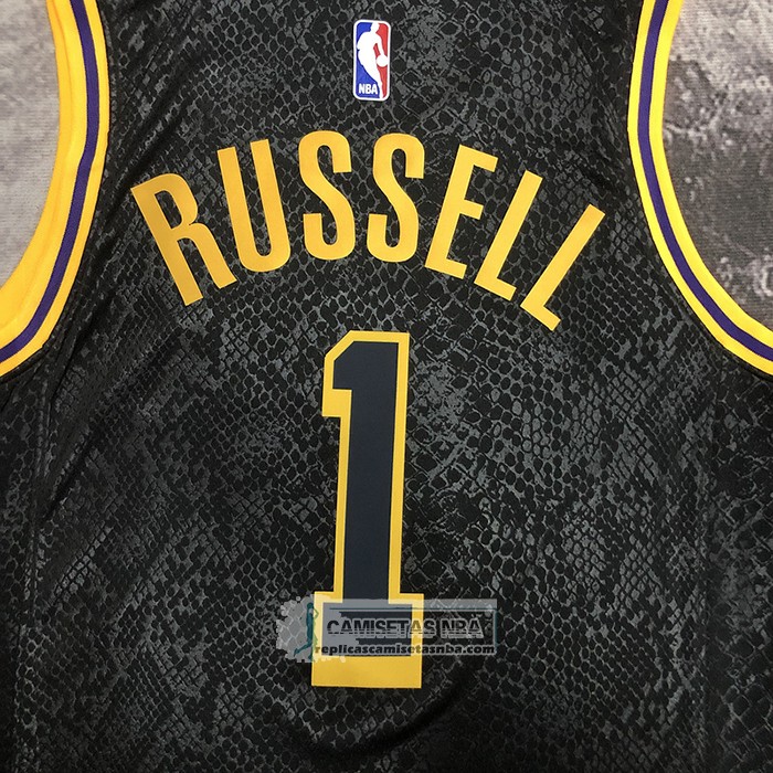 Camiseta Los Angeles Lakers D'Angelo Russell NO 1 Mamba 2021-22 Negro